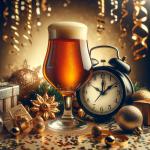 DALL·E 2023-12-31 09.18.35 - A decorative, professional beer photo with New Years Eve decorations. The image features a beautifully presented glass of beer, with a rich golden co.png